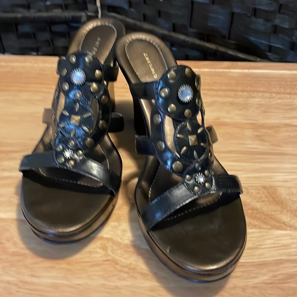 Antonio Melani Leather Platform Sandals Back Size 10M